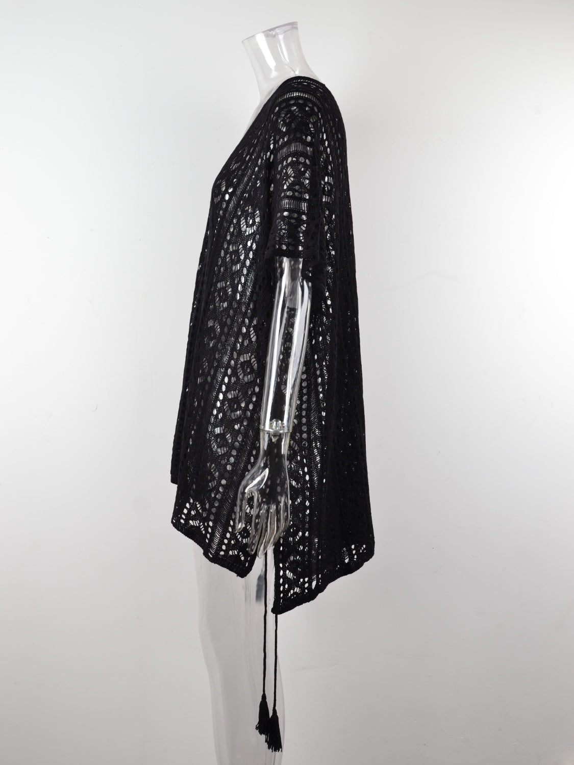 Angel Wings Cutout V-Neck Cover-Up with Tassel - Viarous