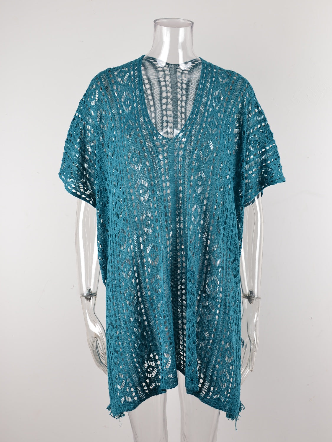 Angel Wings Cutout V-Neck Cover-Up with Tassel - Viarous