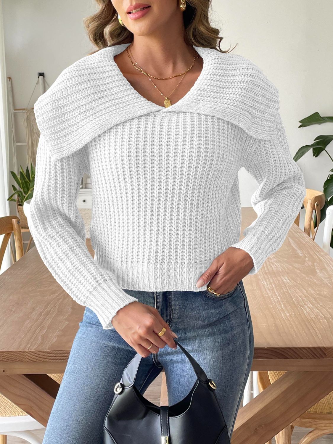 Cable - Knit Long Sleeve Sweater - ViarousViarousViarous