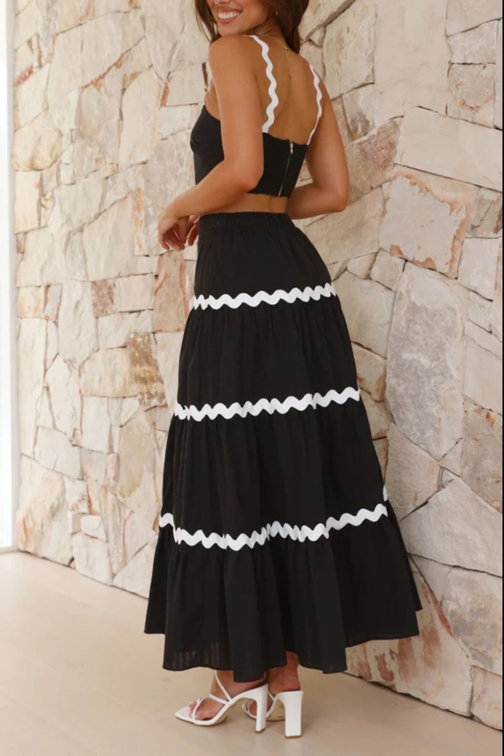 Contrast Trim Cami and Maxi Skirt Set - ViarousViarousViarous
