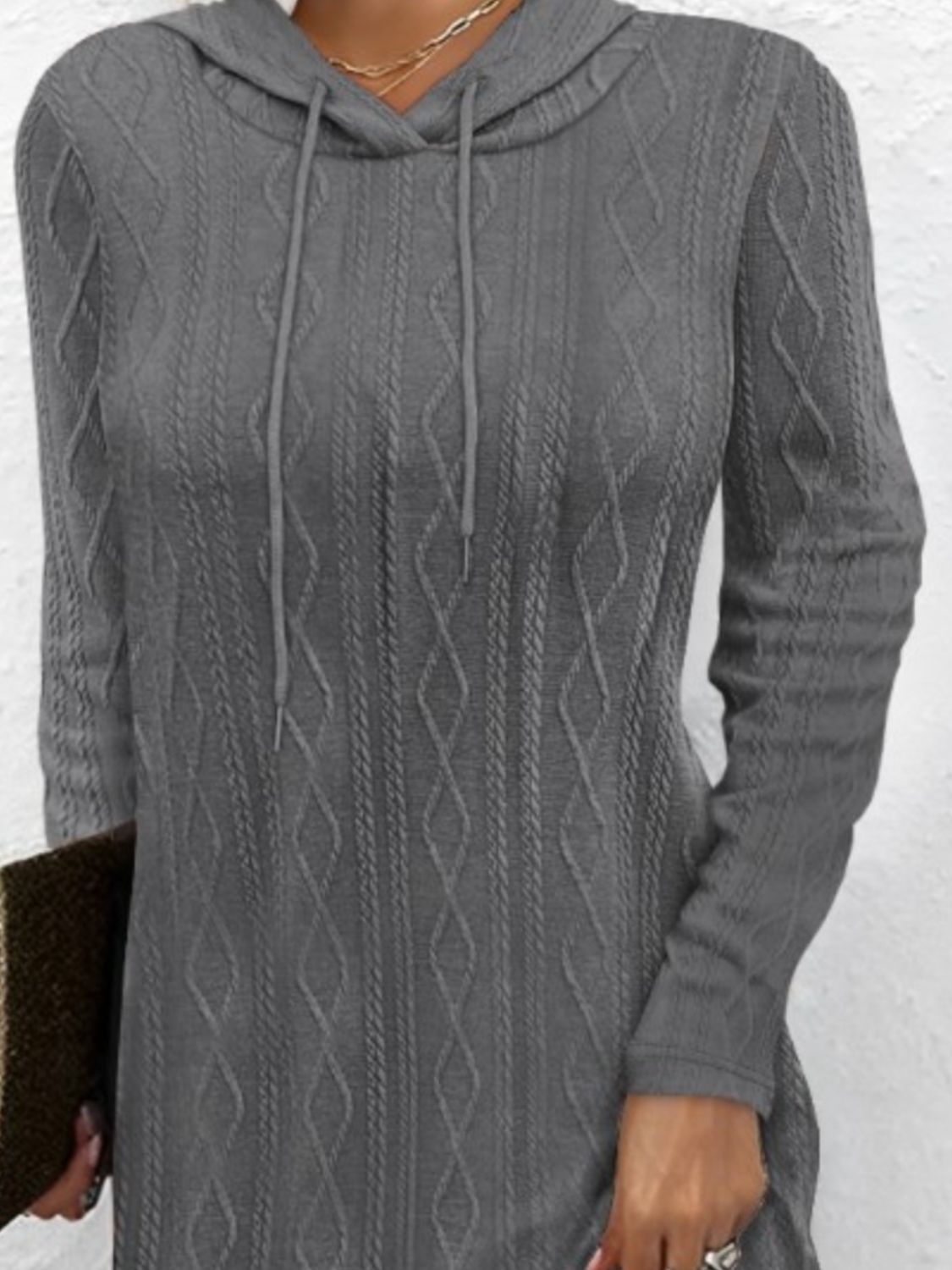Drawstring Hooded Sweater Dress - ViarousViarousViarous