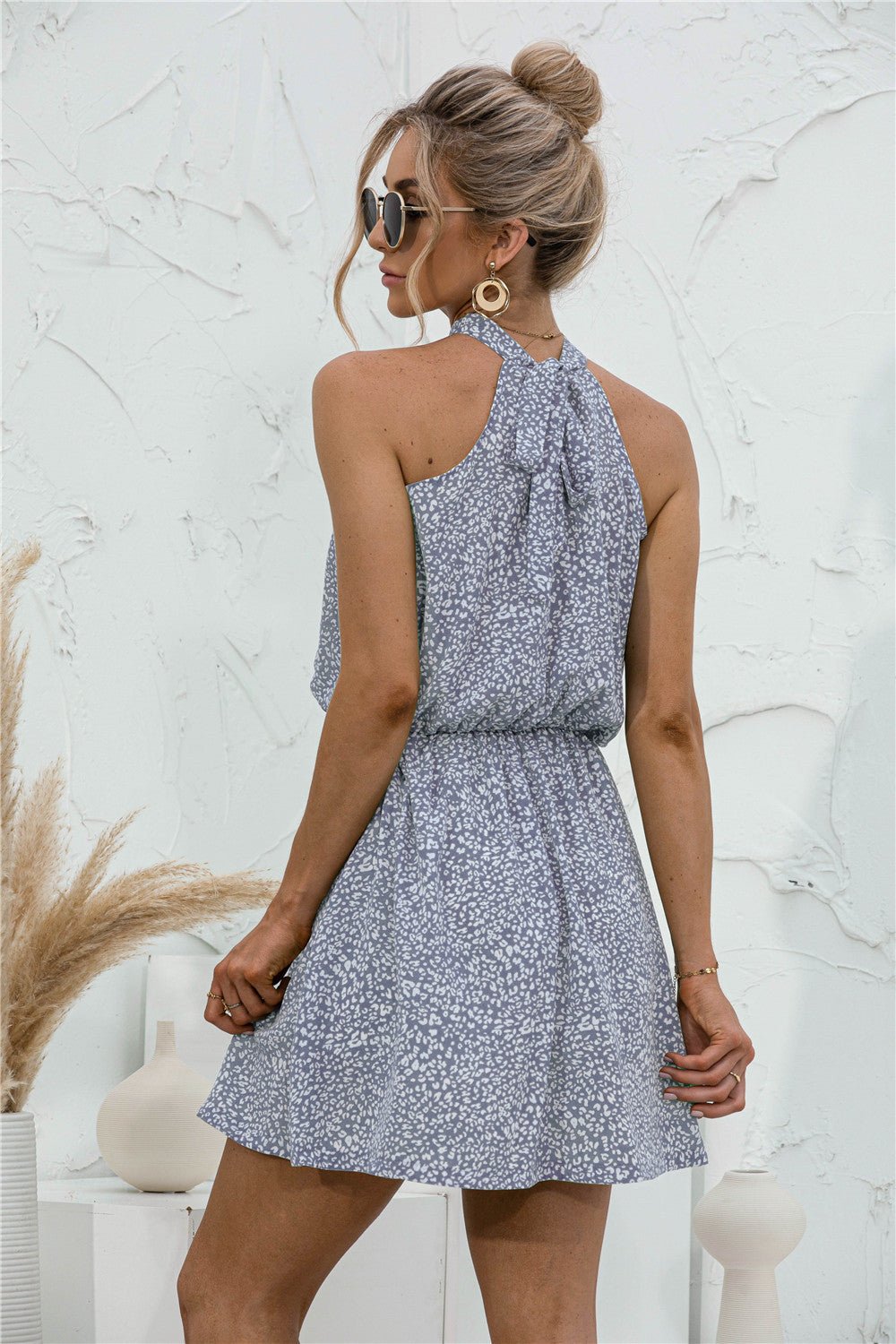 Floral Tied Sleeveless Mini Dress - ViarousViarousViarous