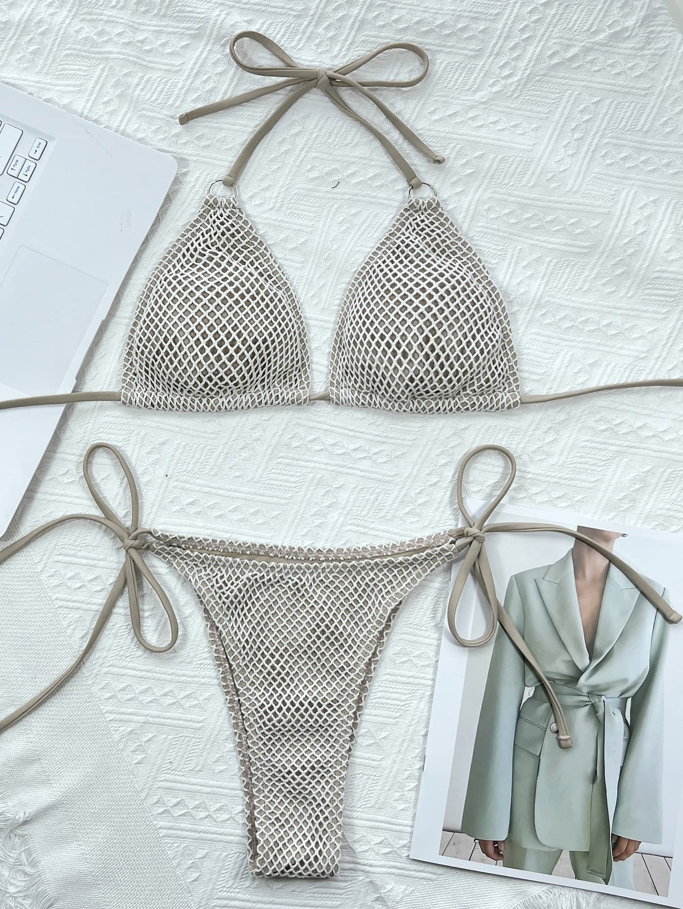 Halter Neck Tie Back Bikini Set - ViarousViarousViarous