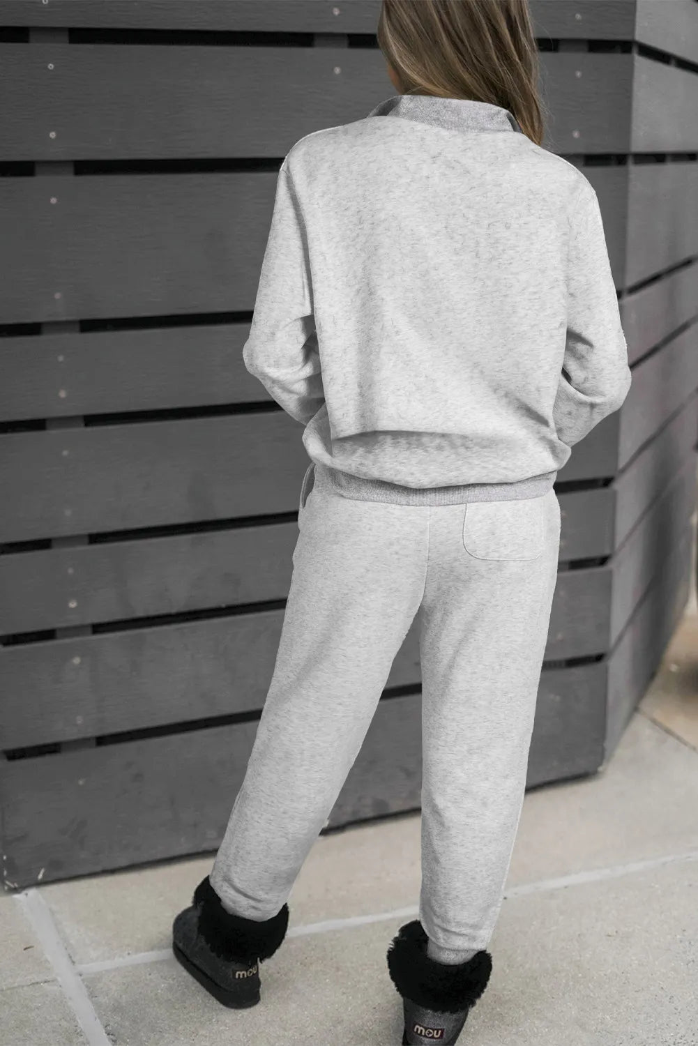 Quarter Zip Long Sleeve Top and Drawstring Pants Set - ViarousViarousViarous