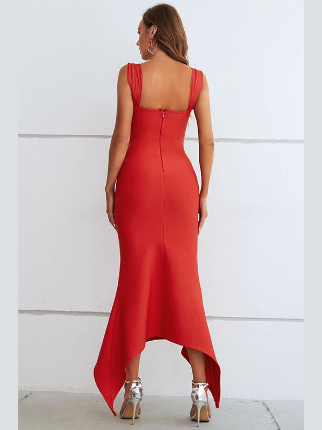 Ruched Sweetheart Neck Hem Detail Dress - ViarousViarousViarous